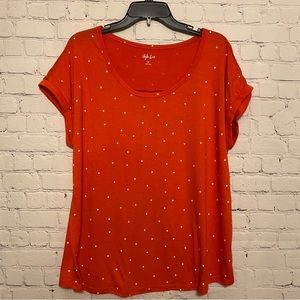 Style & Co Womens Shirt Star Print Scoop Neck Short Sleeve